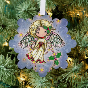 Schattige Kleine Holly Engel Ornament Kaart