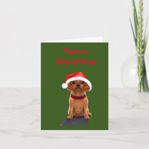 Schattige kleine hond met een kerstmuts Blank Kaart