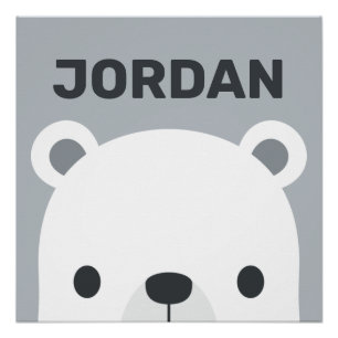 Schattige kleine ijsbeer met gepersonaliseerde naa perfect poster