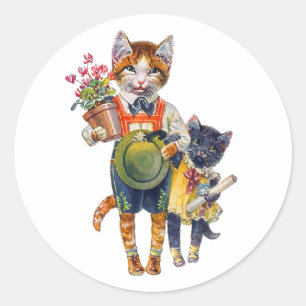 Schattige kleine katjes met cadeautjes ronde sticker