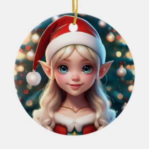 Schattige kleine kerstman kerst elf keramisch ornament