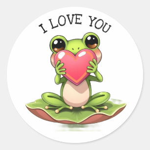 Schattige Kleine Kikker met een Hart Ik Hou van Ronde Sticker