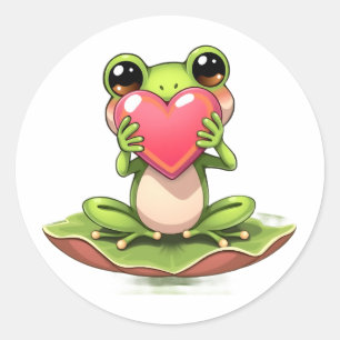 Schattige Kleine Kikker met een Hart Ronde Sticker