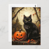 Schattige kleine kitty kat heks | Happy Halloween Briefkaart (Voorkant / Achterkant)