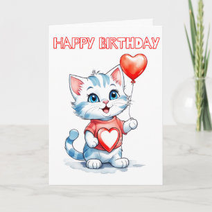 Schattige Kleine Kitty Kat Verjaardag Kaart
