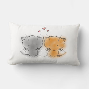 Schattige Kleine Knuffel Kittens Oranje en Grijs Kussen