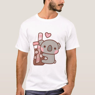 Schattige kleine koalabeer die ijsgekoelde koffie  t-shirt
