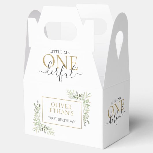 Schattige kleine meneer ONEderful eerste verjaarda Bedankdoosjes (Geopend)