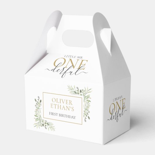 Schattige kleine meneer ONEderful eerste verjaarda Bedankdoosjes (Voorkant Zijde)