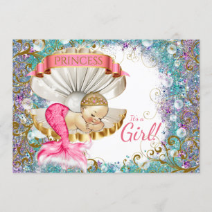 Schattige kleine Mermaid Baby Shower-uitvindingen Kaart