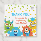 Schattige Kleine monsterthema verjaardag Bedankjes Labels (Achterkant)