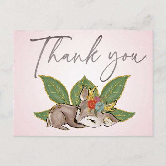 Schattige kleine oh hertje groen bos wilde vriende briefkaart (Voorkant)