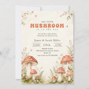 Schattige Kleine Paddenstoel Bos Baby Shower Kaart
