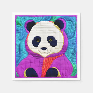 Schattige kleine panda - Quilt-like design Servet