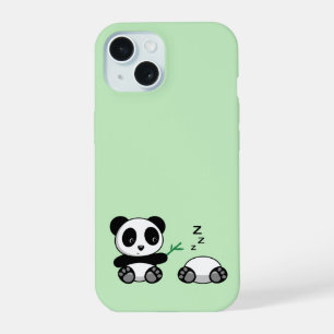 Schattige Kleine Pandas op Groen iPhone 15 Hoesje