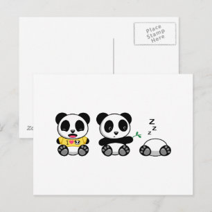 Schattige Kleine Pandas op Wit Briefkaart