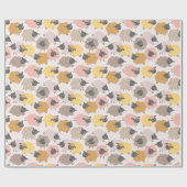 Schattige Kleine Schapen zand beige roze op crème Cadeaupapier (Vlak)