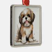 SCHATTIGE KLEINE SHIH TZU PUPPY HOND METALEN ORNAMENT (Rechts)