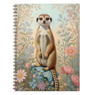 Schattige Kleine Stokstaartje Pastel Bloemen Notitieboek