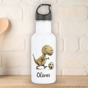 Schattige Kleine Trex Speelt Voetbal Persoonlijk Waterfles