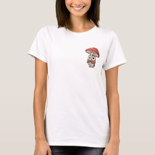 Schattige Kleine Uil Onder Reuzenrode Paddenstoel T-shirt