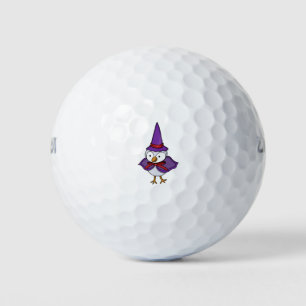 Schattige kleine vogel met een tovenaar kostuum golfballen