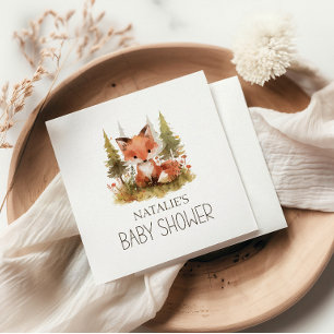 Schattige Kleine Vos Geruite Baby Shower Servet