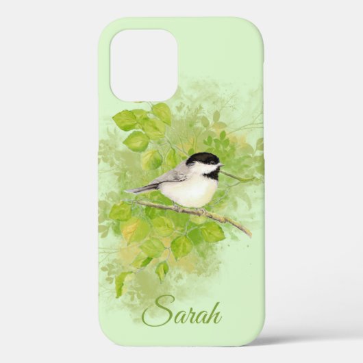Schattige Kleine Waterverf Zwart Capped Chickadee  Case-Mate iPhone Case (Achterkant)