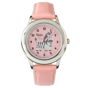 Schattige Kleine Zebra Kinderen Gepersonaliseerd Horloge