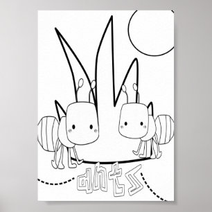 Schattige Kleur Bugs Mieren Poster