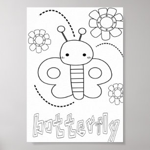 Schattige Kleur Bugs Vlinders Poster