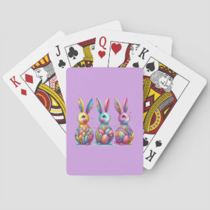 Schattige, kleurrijk 3 paashaas pokerkaarten