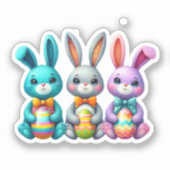 Schattige, kleurrijk 3 paashaas sticker (Voorkant)