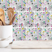 Schattige Kleurrijk 80s Pattern Tegeltje