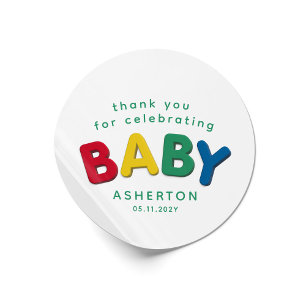 Schattige kleurrijk baby gepersonaliseerd baby sho ronde sticker