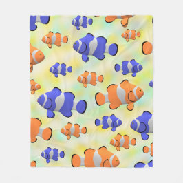 Schattige Kleurrijk Blauw Sinaasappel Clownfish Pa Fleece Deken