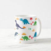 Schattige kleurrijk dinosauruspatroon koffiemok (Voorkant rechts)