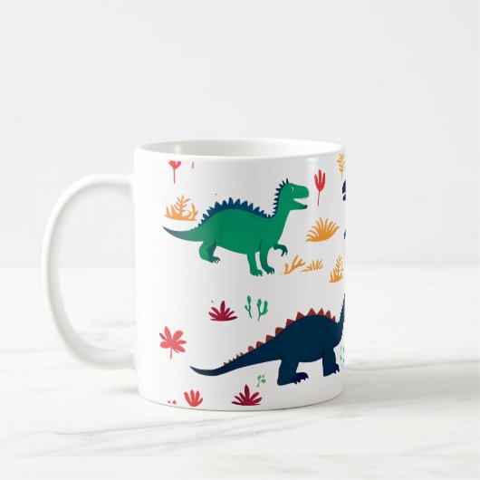 Schattige kleurrijk dinosauruspatroon koffiemok (Links)