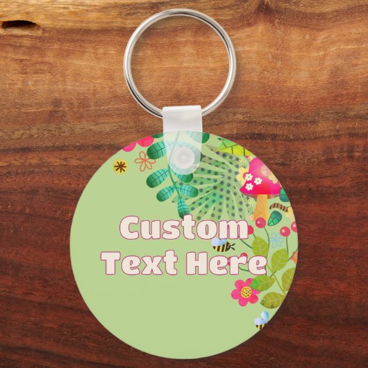 Schattige kleurrijk en helder betoverd bos sleutelhanger (Achterkant)