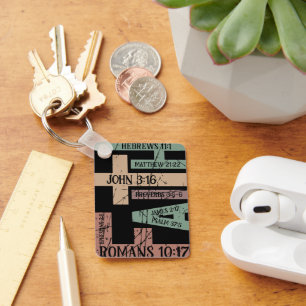 Schattige Kleurrijk Geloof Bijbel Verzen Typografi Sleutelhanger