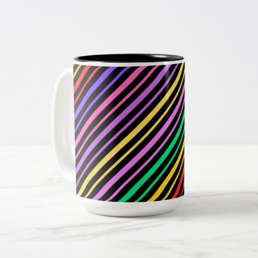 Schattige Kleurrijk Gestreept Patroon, Kerstmisgif Tweekleurige Koffiemok (Voorkant links)