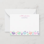 Schattige Kleurrijk Hart Girly Script Briefpapier Notitiekaartje (Voorkant)