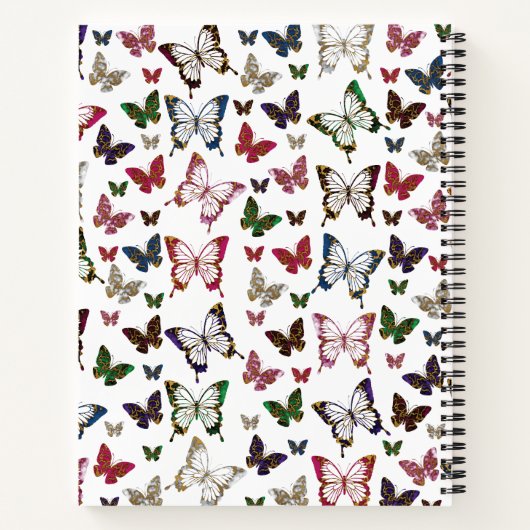 Schattige kleurrijk marmeren vlinderveerpatroon notitieboek (Achterkant)