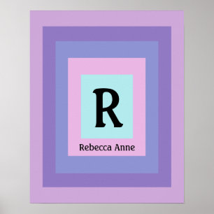 Schattige & Kleurrijk Monogram Letternaam Girly Fu Poster