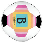 Schattige & Kleurrijk Monogram Letternaam Girly Fu Voetbal (Gedraaid)