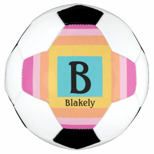 Schattige & Kleurrijk Monogram Letternaam Girly Fu Voetbal