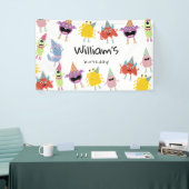 Schattige kleurrijk Monsters Grappig Kids Verjaard Spandoek (Beurs)