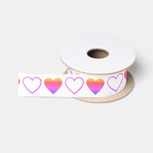 Schattige kleurrijk ombre hartenpatroon lint