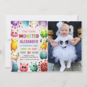 Schattige kleurrijk Onze kleine monsterverjaardag Kaart (Voorkant)