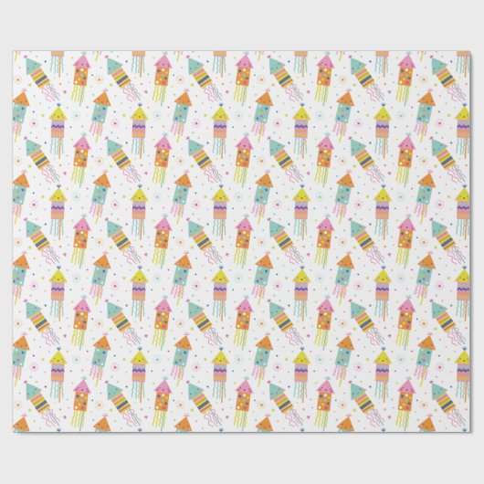 Schattige Kleurrijk Oudejaarsavond vuurwerk Cadeaupapier (Vlak)